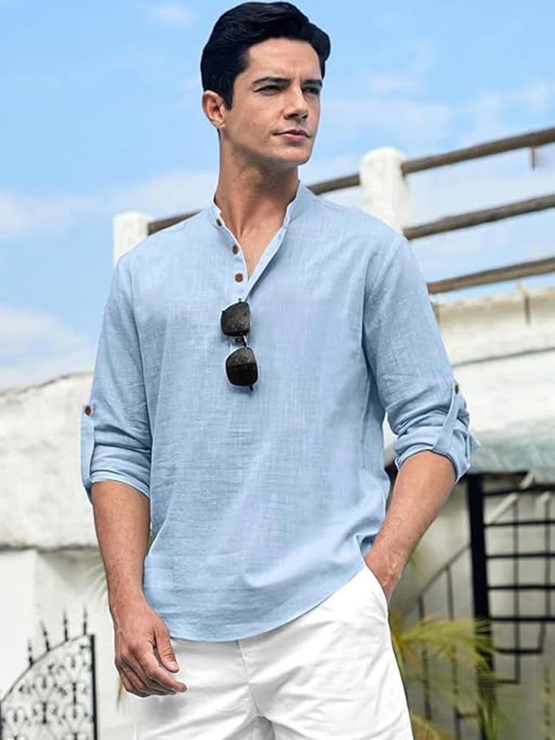 Edin Men Blue Kurtas - view 1