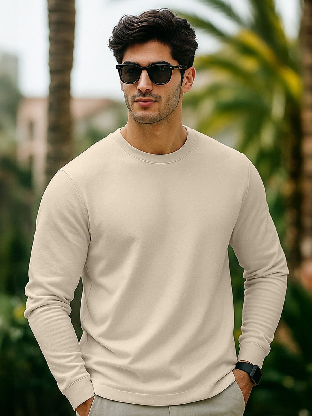 VEIRDO Men Black Pure Cotton Solid Round Neck Pure Cotton Regular Fit T-shirt - view 1