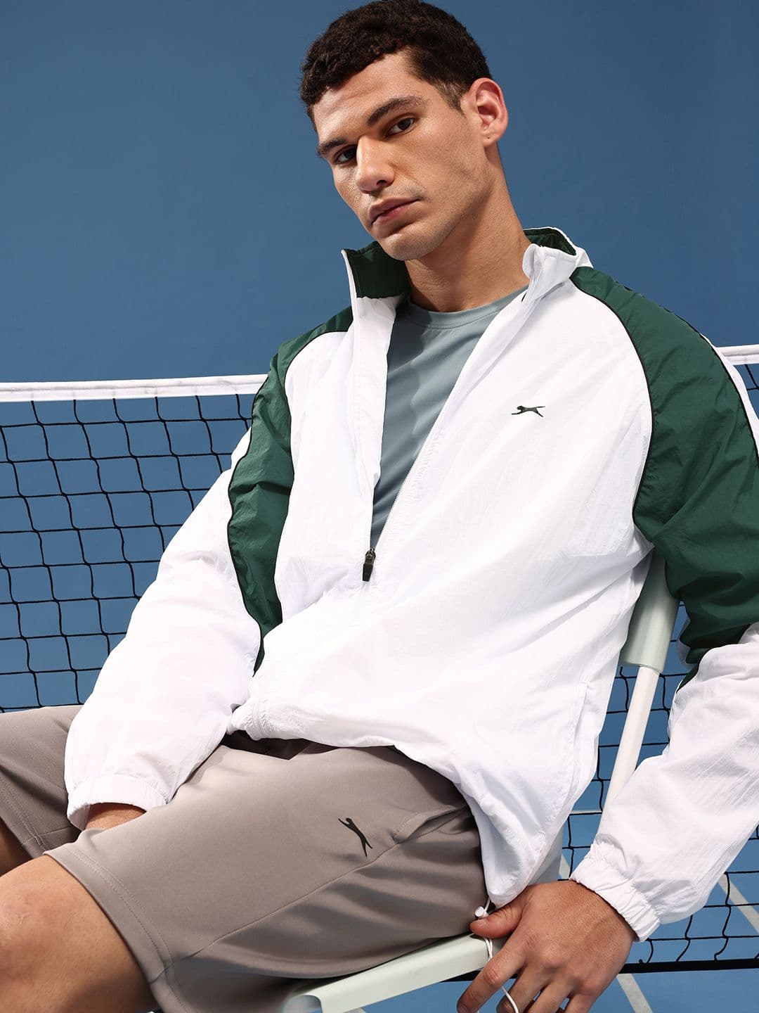 Slazenger Colourblocked Mock Collar Athleisure Sporty Oversized Jacket - view 1