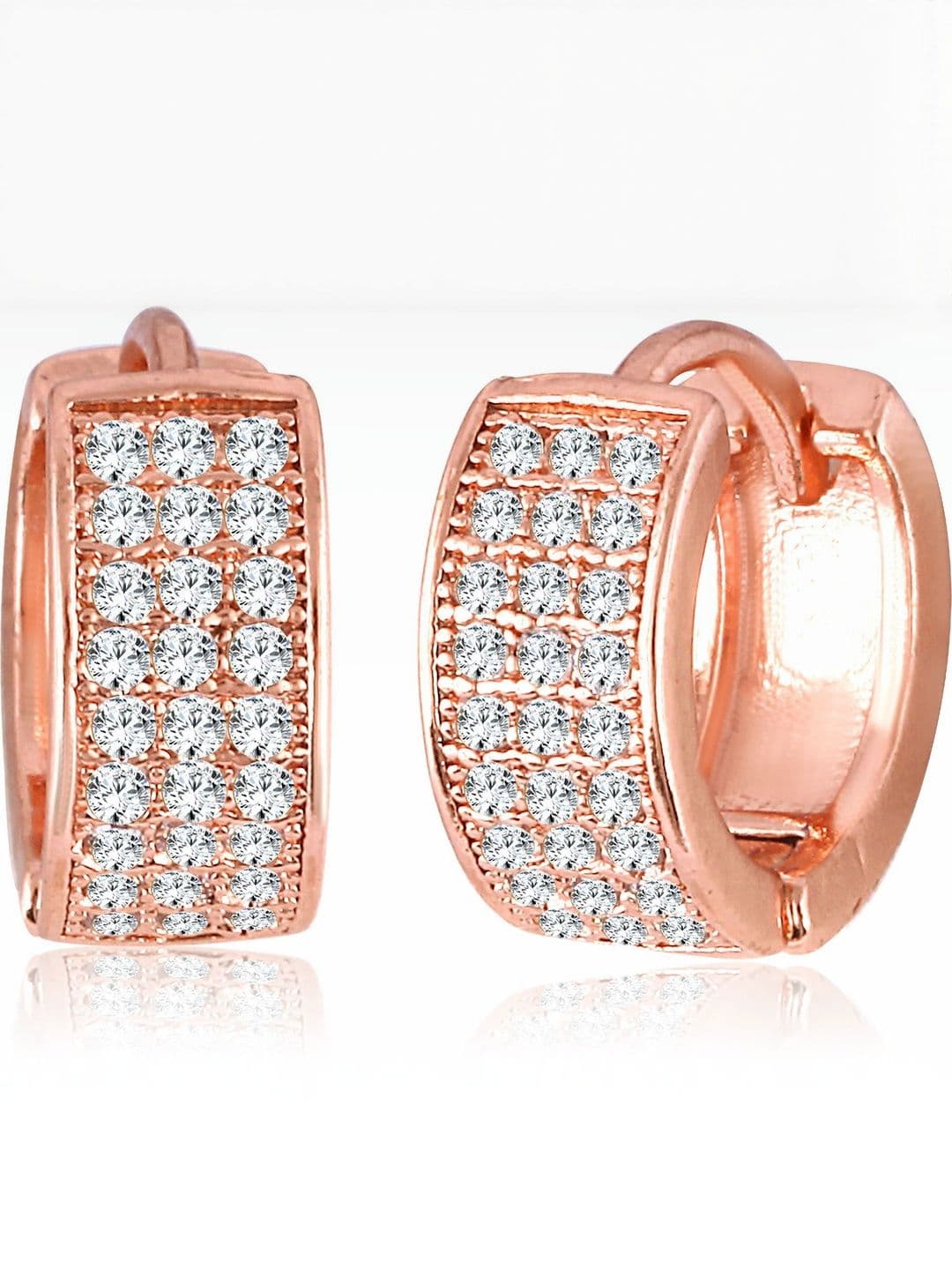 VIVASTRI Women Gold-Plated American Diamond Circular Shape Alloy Hoop Earrings - view 1