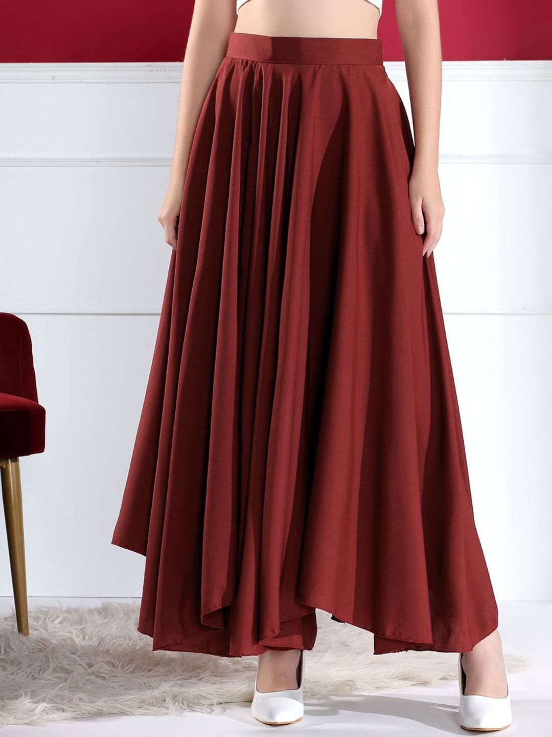 Kahara Women Solid Casual Flared Maxi Skirt - view 1