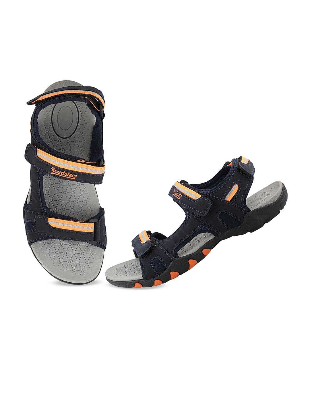 The Roadster Lifestyle Co. Men Navy Blue & Orange Velcro Sports Sandals - view 1