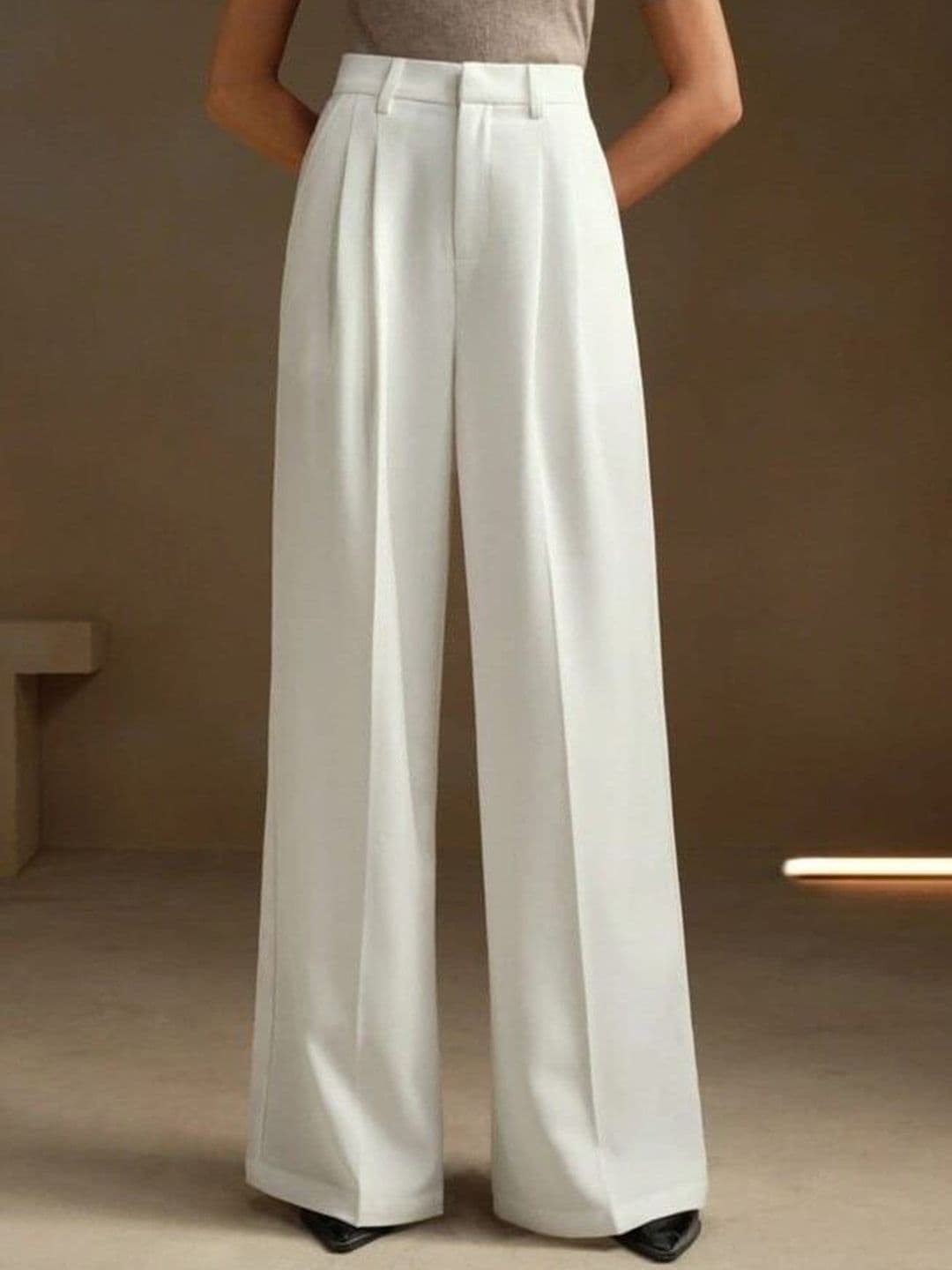 BROADSTAR Women Smart Loose Fit High-Rise Easy Wash Pleated Trousers - view 1