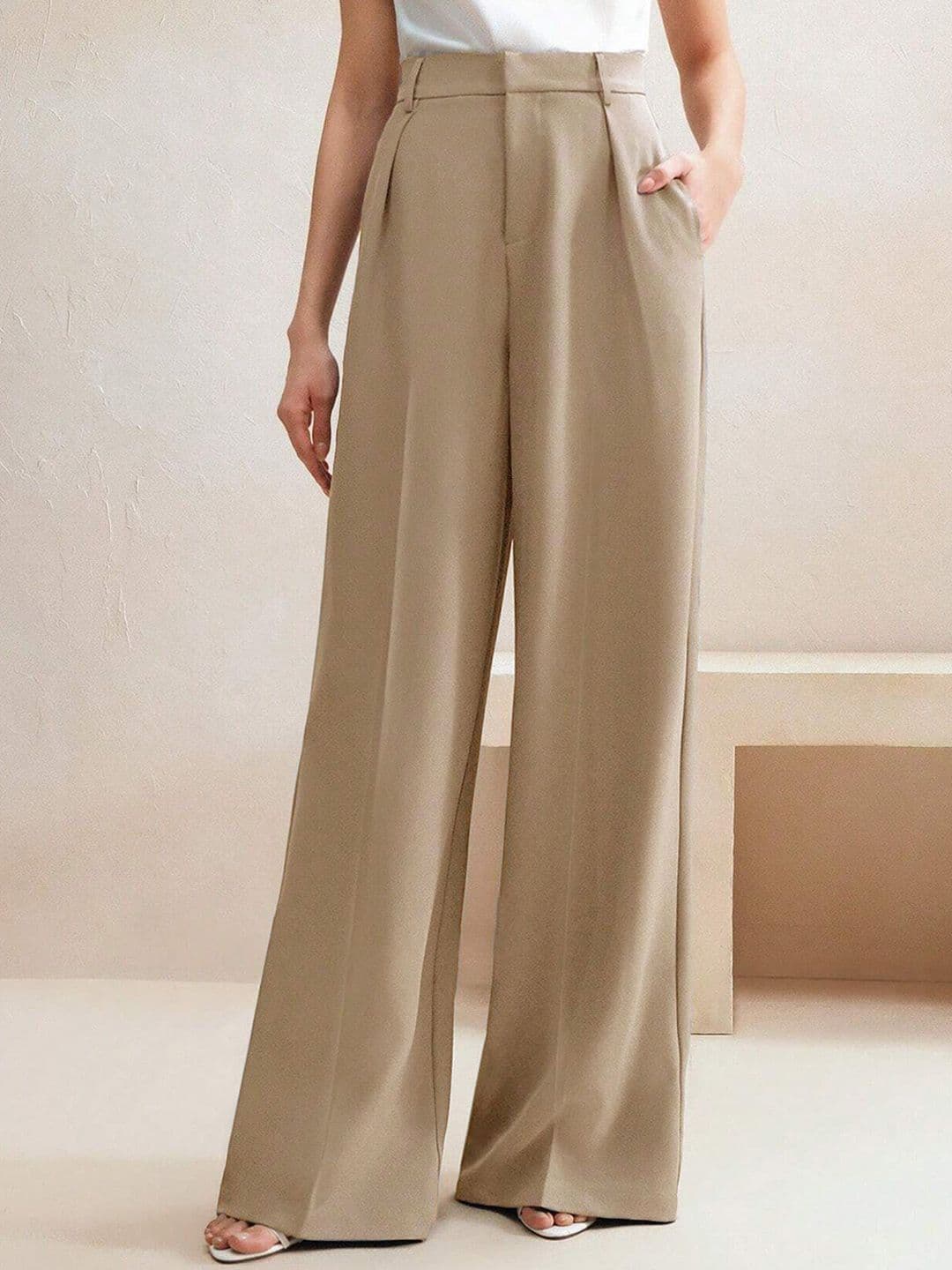 Kotty Women High-Rise Wide-Leg Pleated Korean Pants Trousers - view 1
