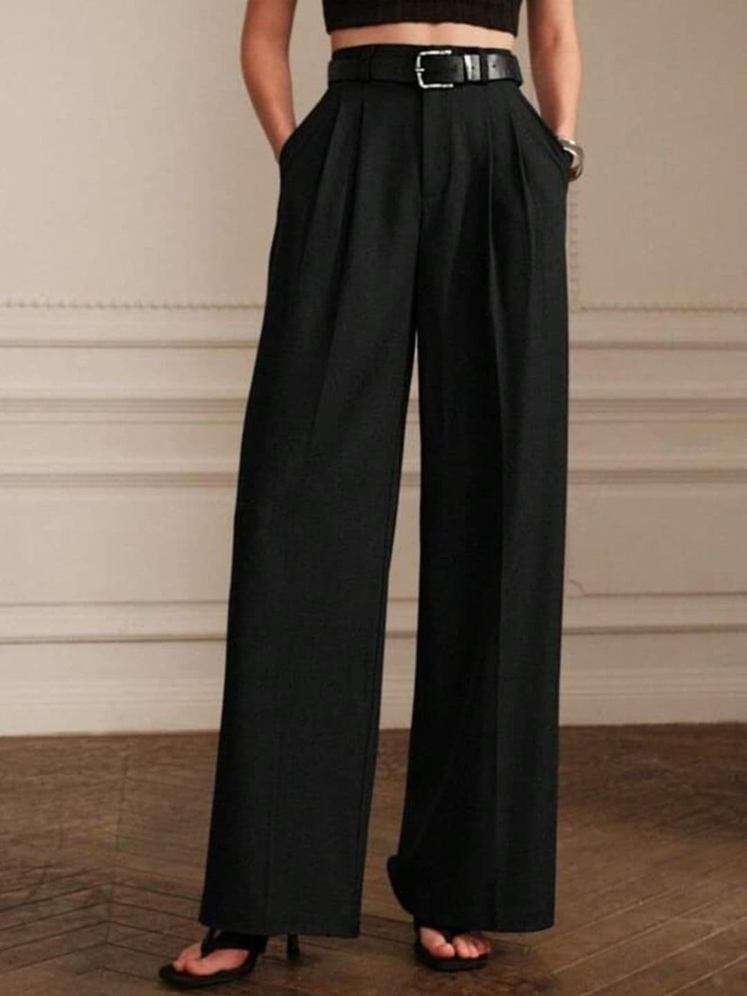 Next One Women Smart Loose Fit High-Rise Easy Wash Pleated Trousers - view 1