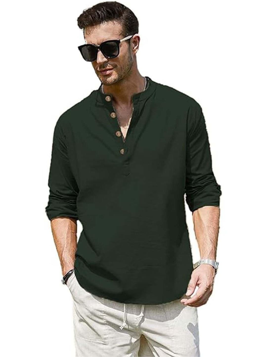 Edin Men Solid Cotton Kurtas - view 1