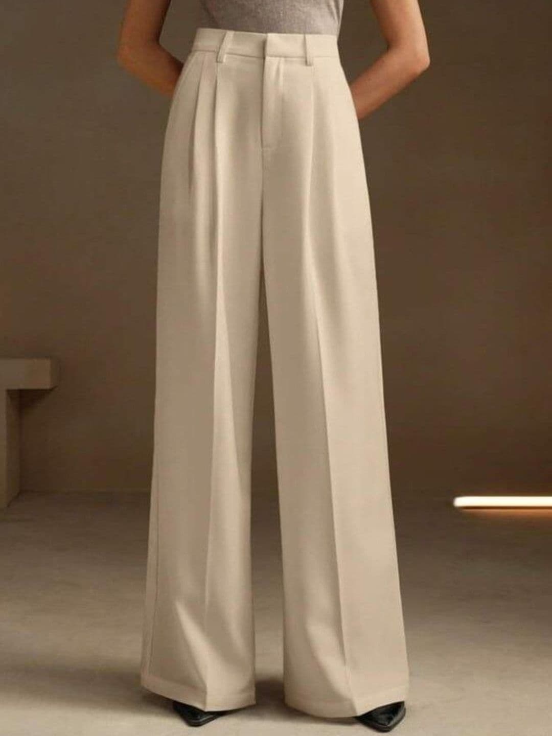 Next One Women Smart Loose Fit High-Rise Easy Wash Pleated Korean Trousers - view 1