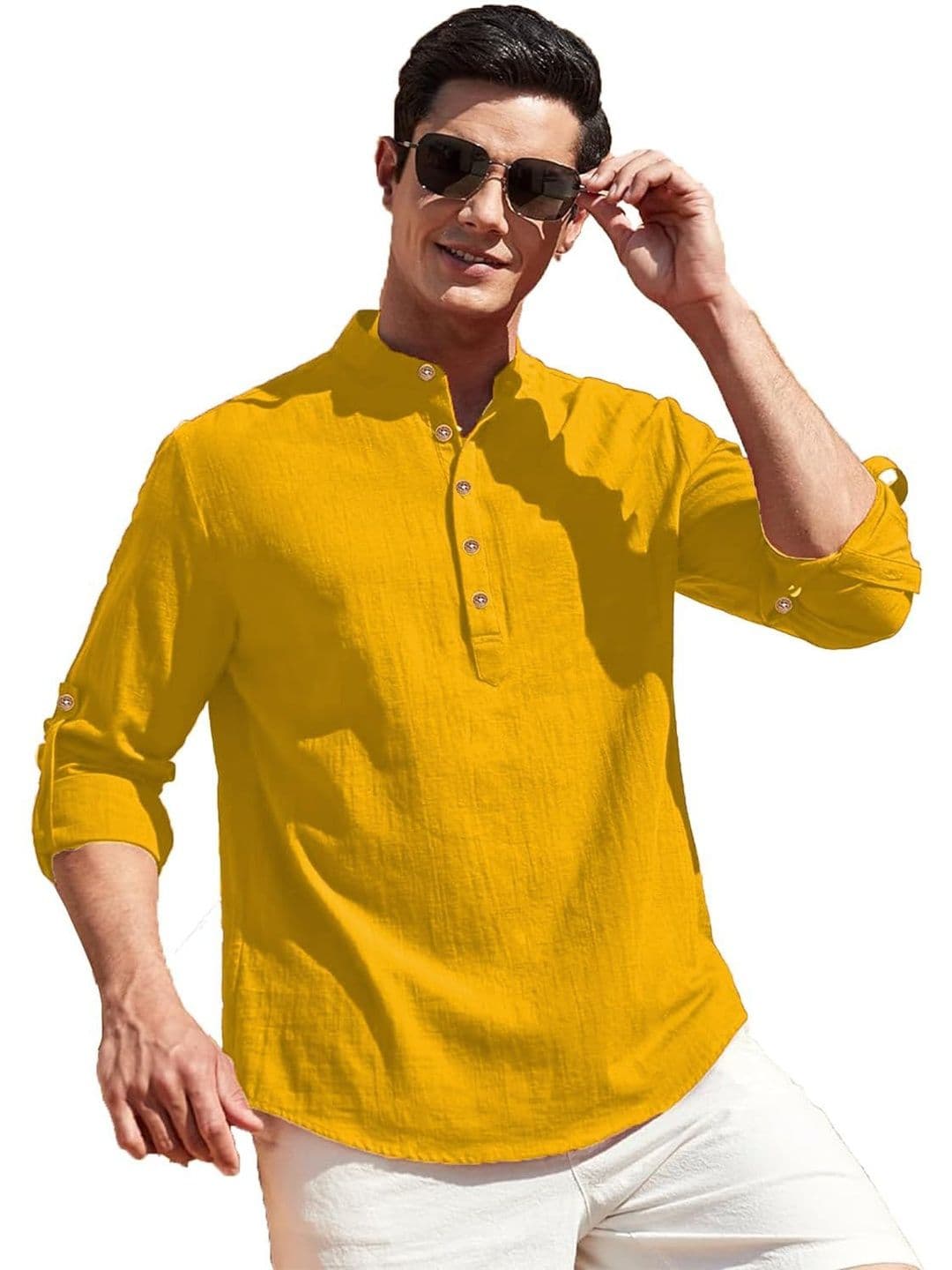 Edin Men Solid Cotton Kurtas - view 1