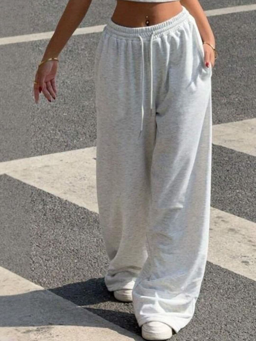 PRICHA Women Solid Original High-Rise Baggy Drawstring Closure Trousers - view 1