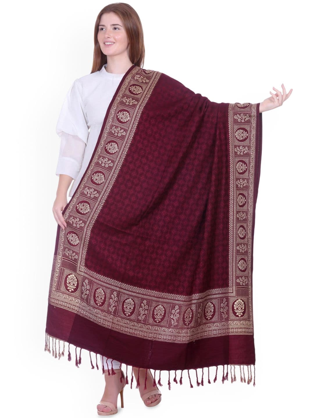 TRUDO Floral Woven Design Acrylic Shawl - view 1