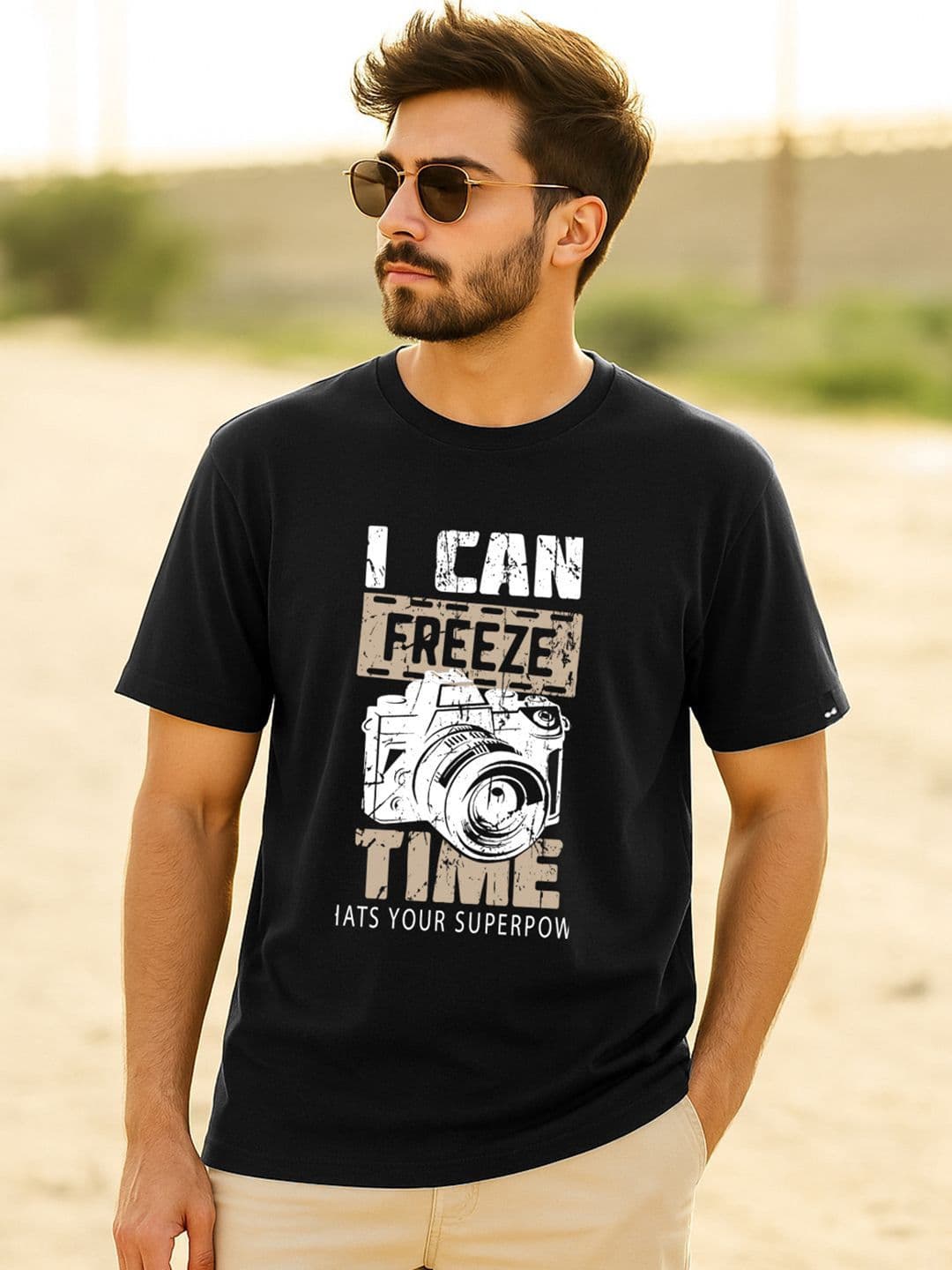 Bewakoof Men Jet Black Freeze Time Graphic Printed T-shirt - view 1