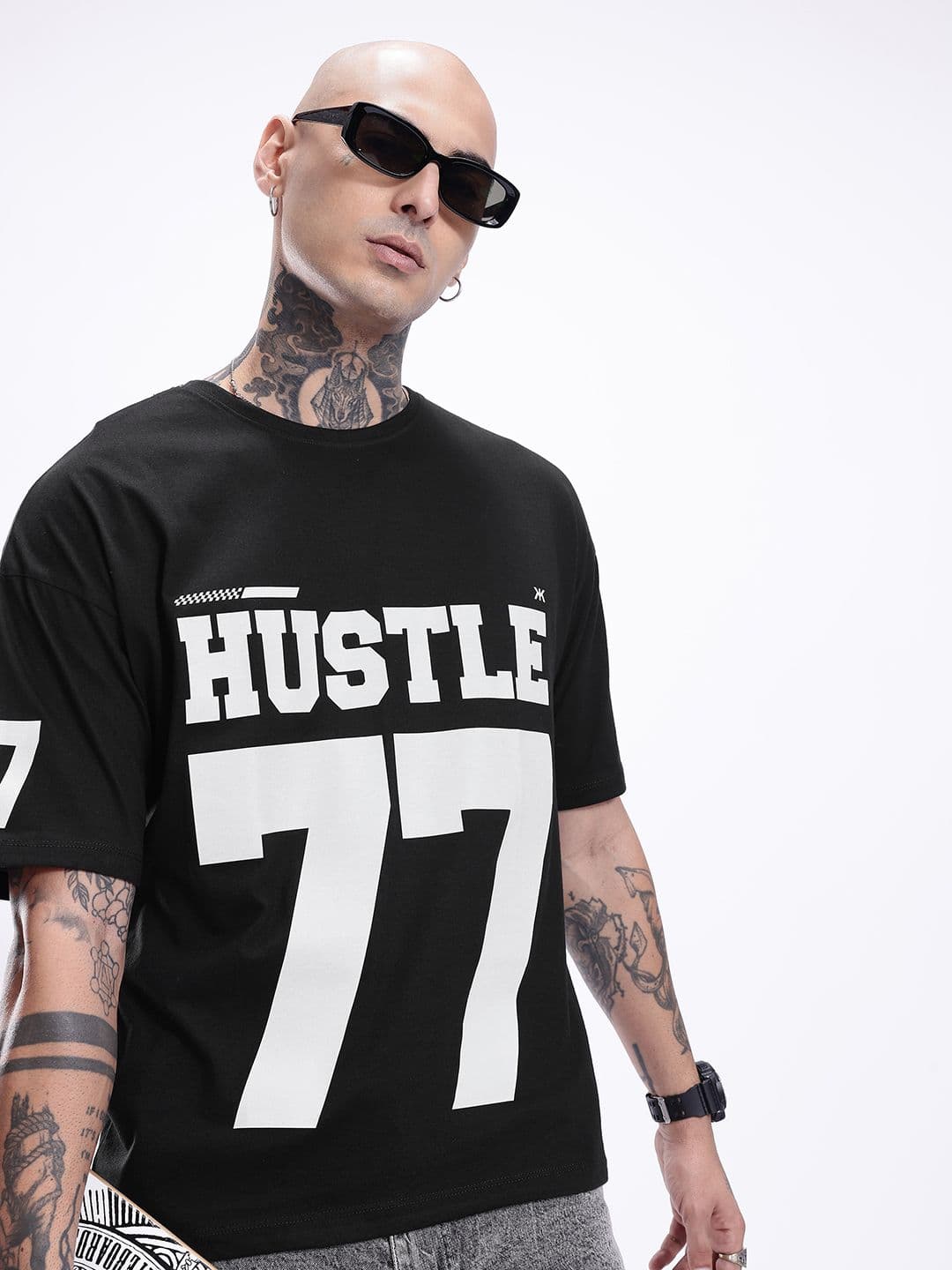 Kook N Keech Typography Printed Drop-Shoulder Sleeves Pure Cotton Oversized T-shirt - view 1