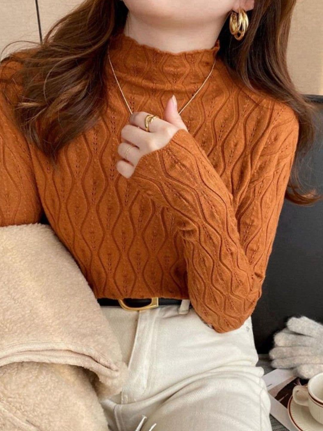 StyleCast Women Textured Cable Knit Pullover - view 1