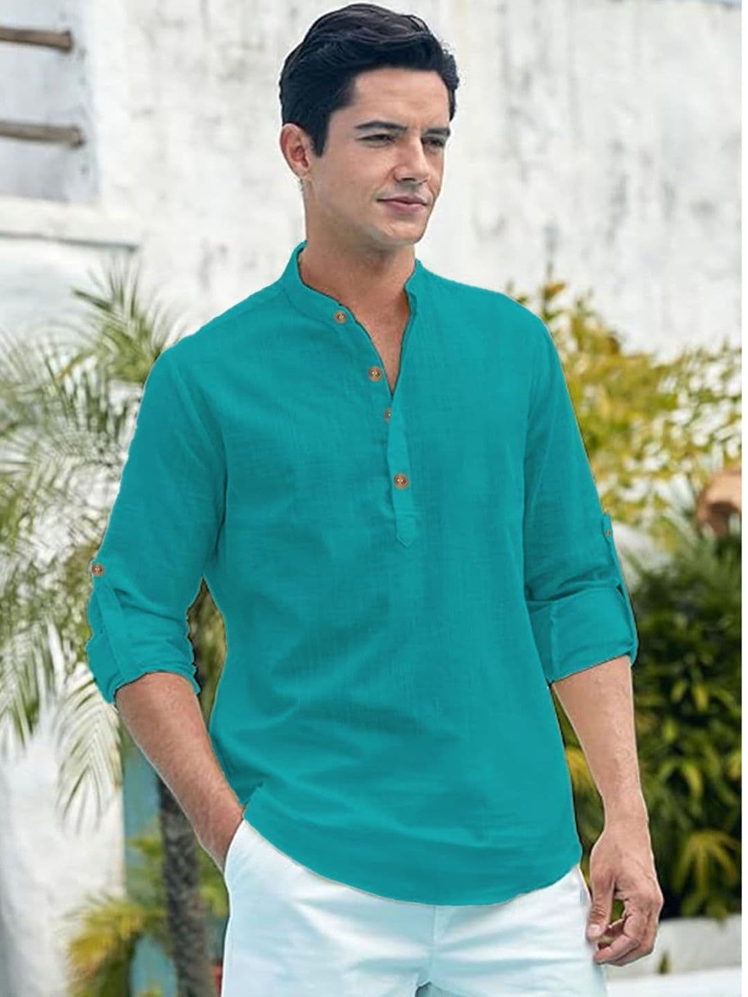 Edin Men Solid Cotton Kurtas - view 1