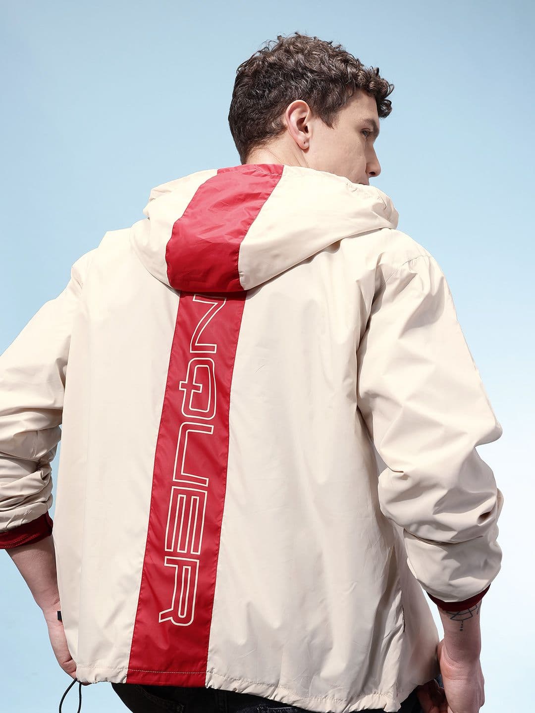 glitchez Typography Windcheater Hooded Jacket With Toggled Hem - view 1