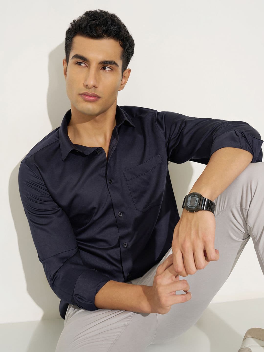 Peregrine by Pantaloons Spread Collar Regular Fit Chest Pocket Formal Shirt - view 1