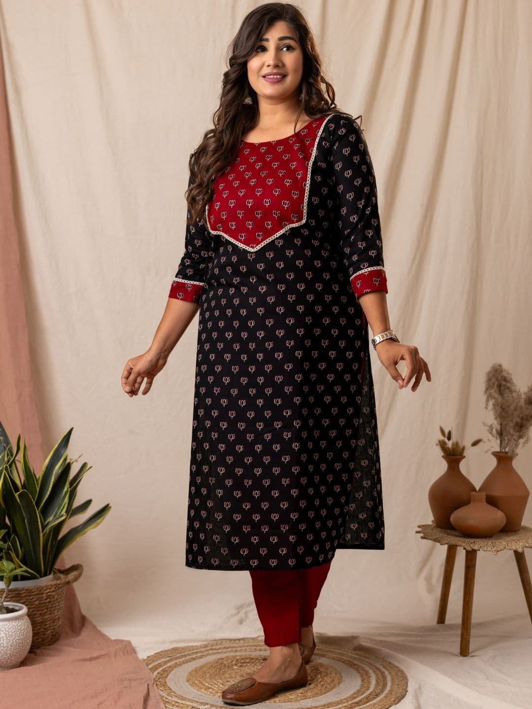 Glory Silk Women Floral Printed Cotton Block Print Kurta - view 1