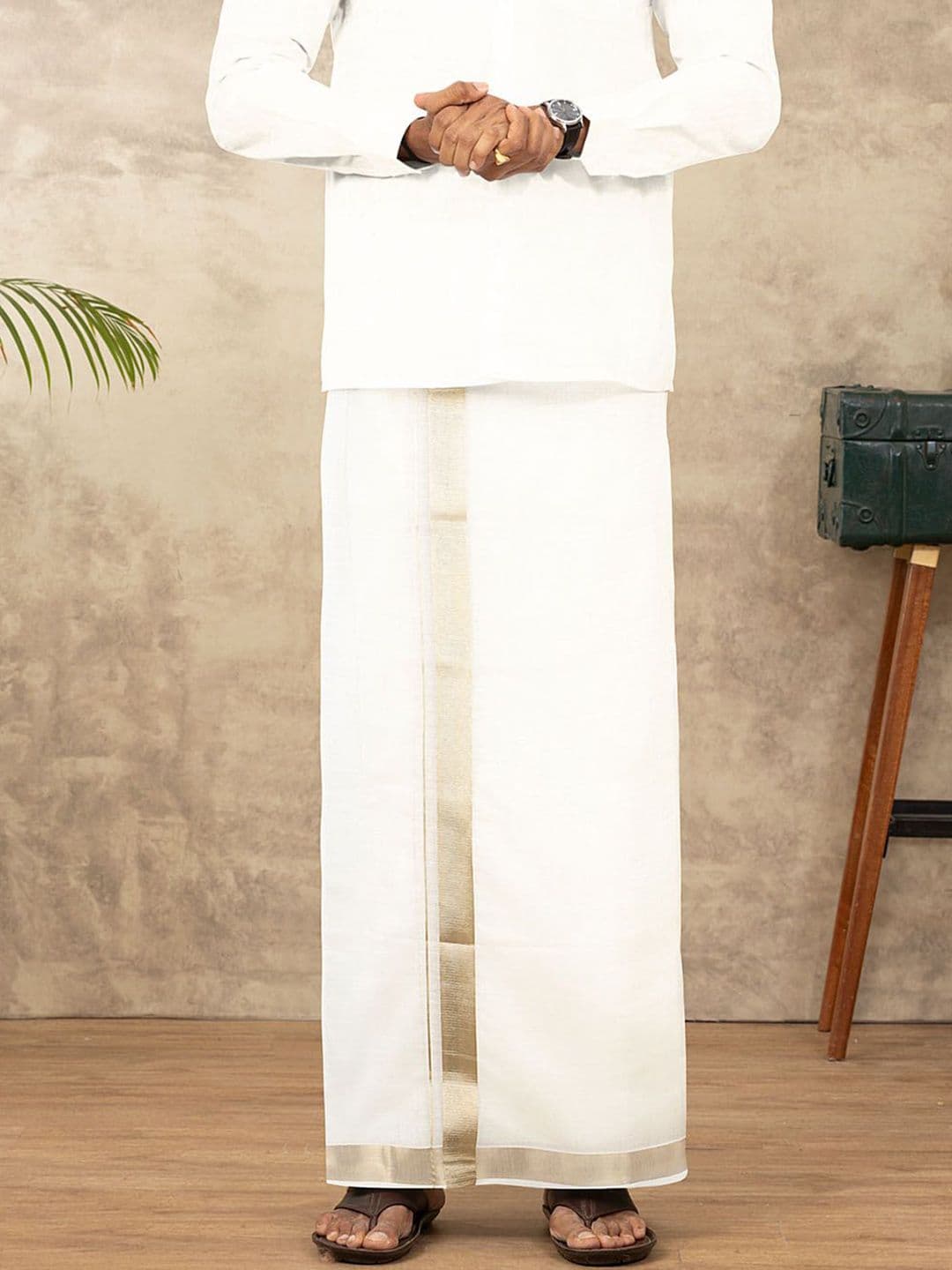 Ramraj Kora Cotton Double Layer Dhoti - view 1