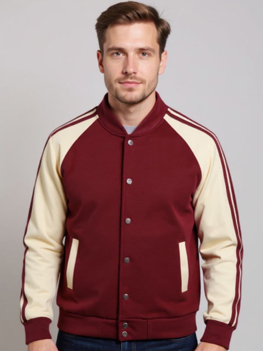 Mast & Harbour Men Mock Collar Colourblocked Cotton Bomber Jacket - view 1