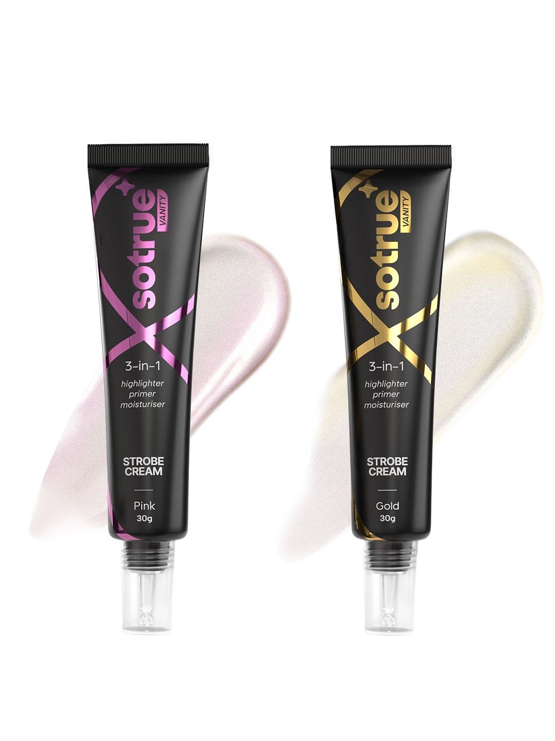SOTRUE Set Of 2 Strobe Cream Highlighter For Face Radiance- 30 g Each- Pink & Gold - view 1
