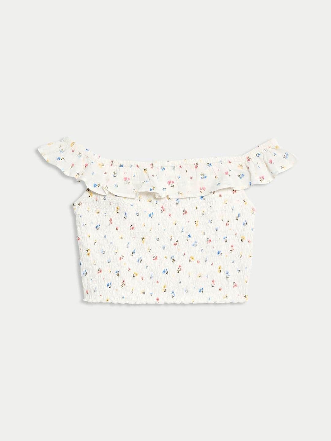 Marks & Spencer Cotton Rich Frill Bardot Top - view 1