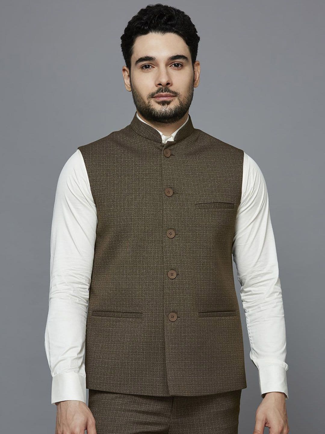 ESSAS club Self Design Mandarin-Neck Nehru Jacket - view 1