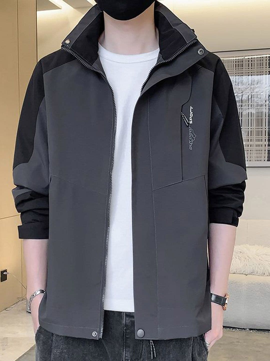 StyleCast x Revolte Men Colourblocked Hooded Bomber - view 1