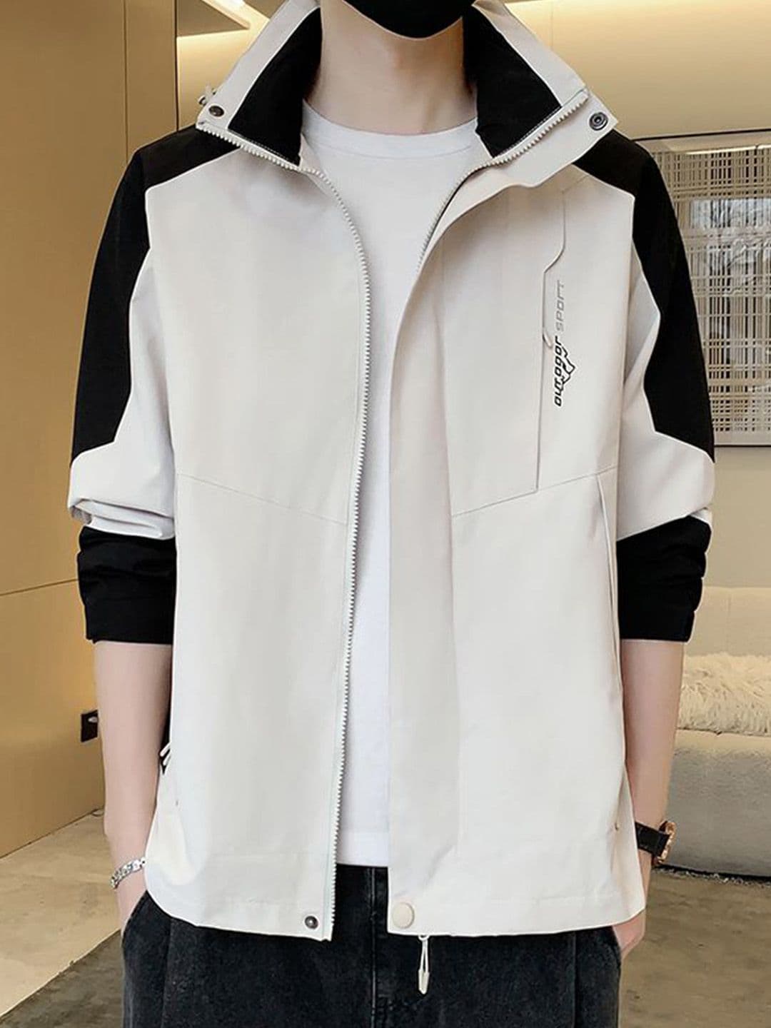 StyleCast x Revolte Men Colourblocked Stand Collar Open Front Jacket - view 1