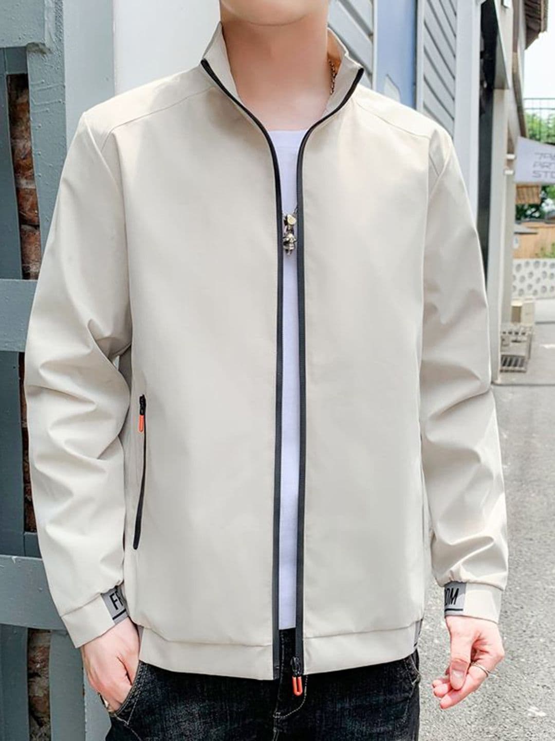 StyleCast x Revolte Men Zip Detail Stand Collar Open Front Jacket - view 1