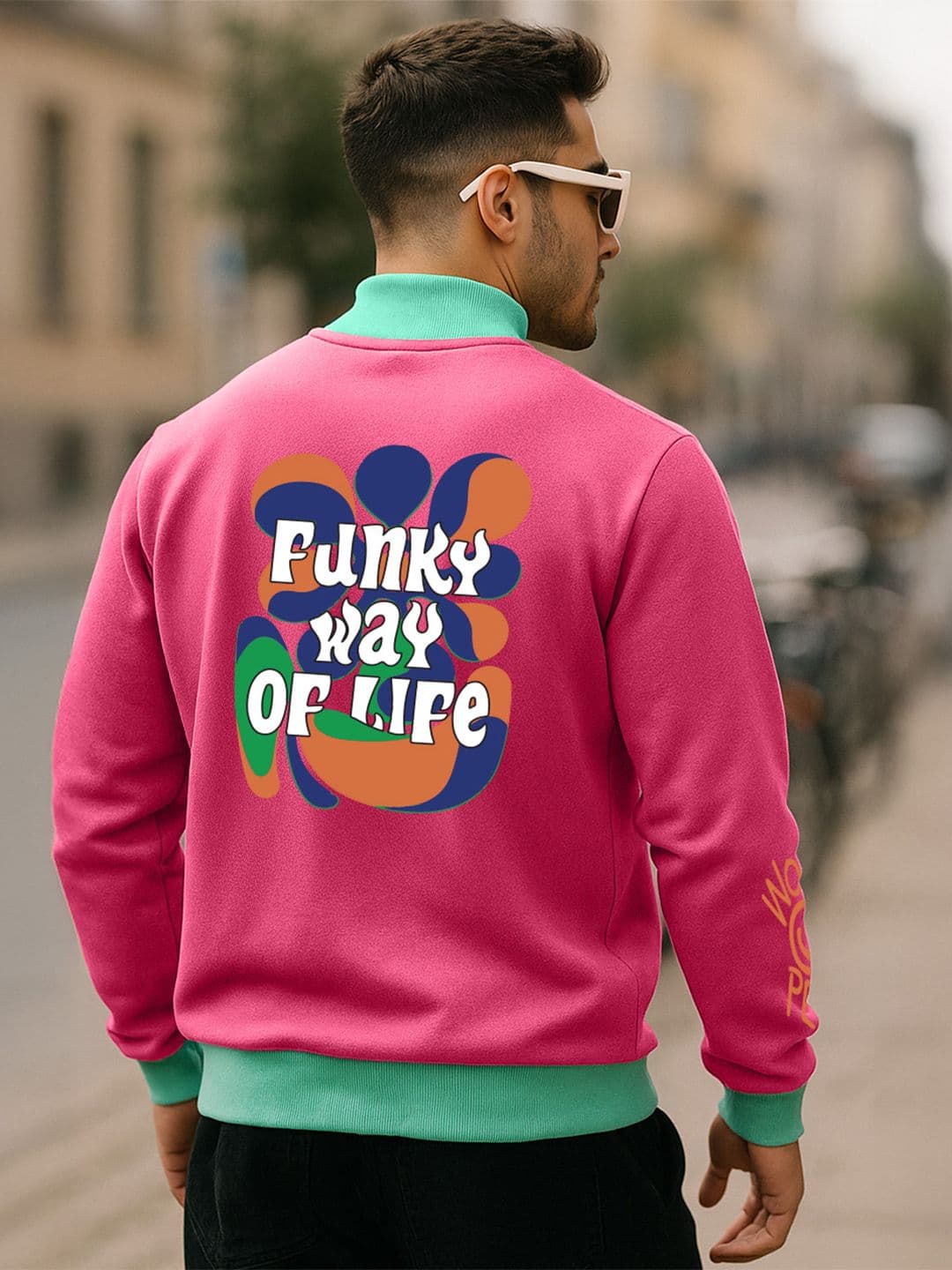 VEIRDO Pink & Green Fleece Lightweight Tailored Jacket - view 1