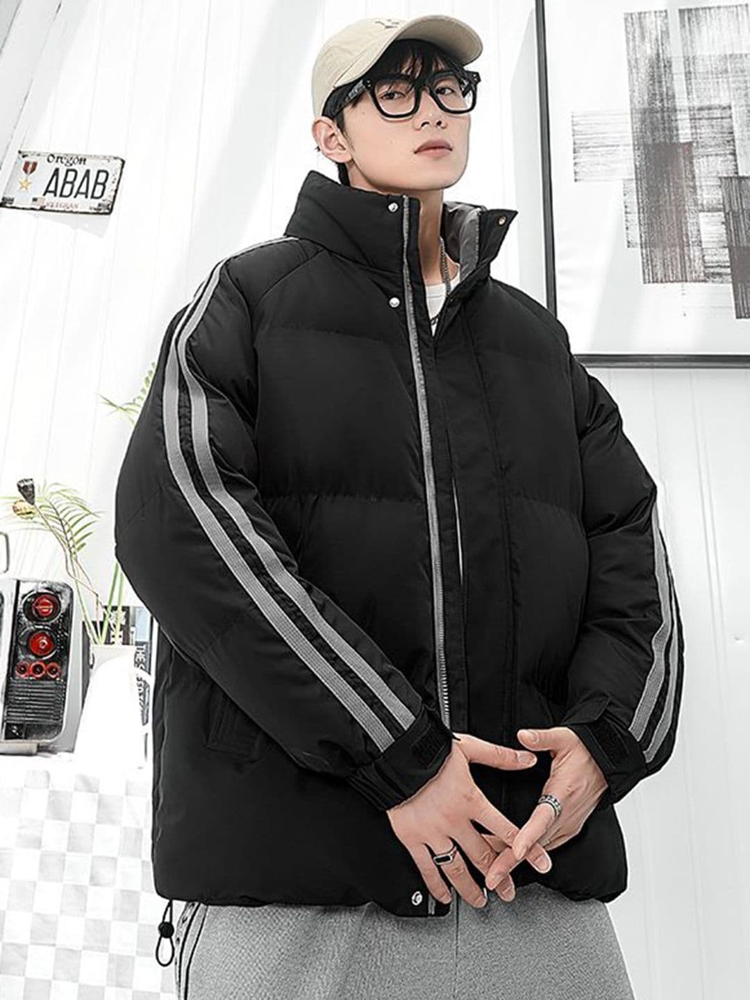 StyleCast x Revolte Men's Black Striped Insulator Padded Jacket - view 1