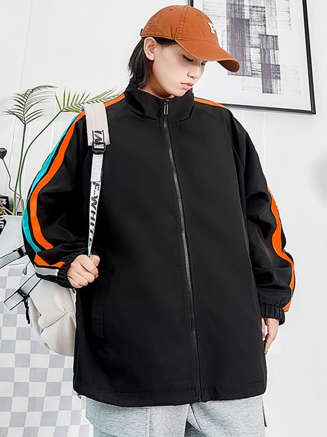 StyleCast x Revolte Men Mock Collar Striped Jacket - view 1