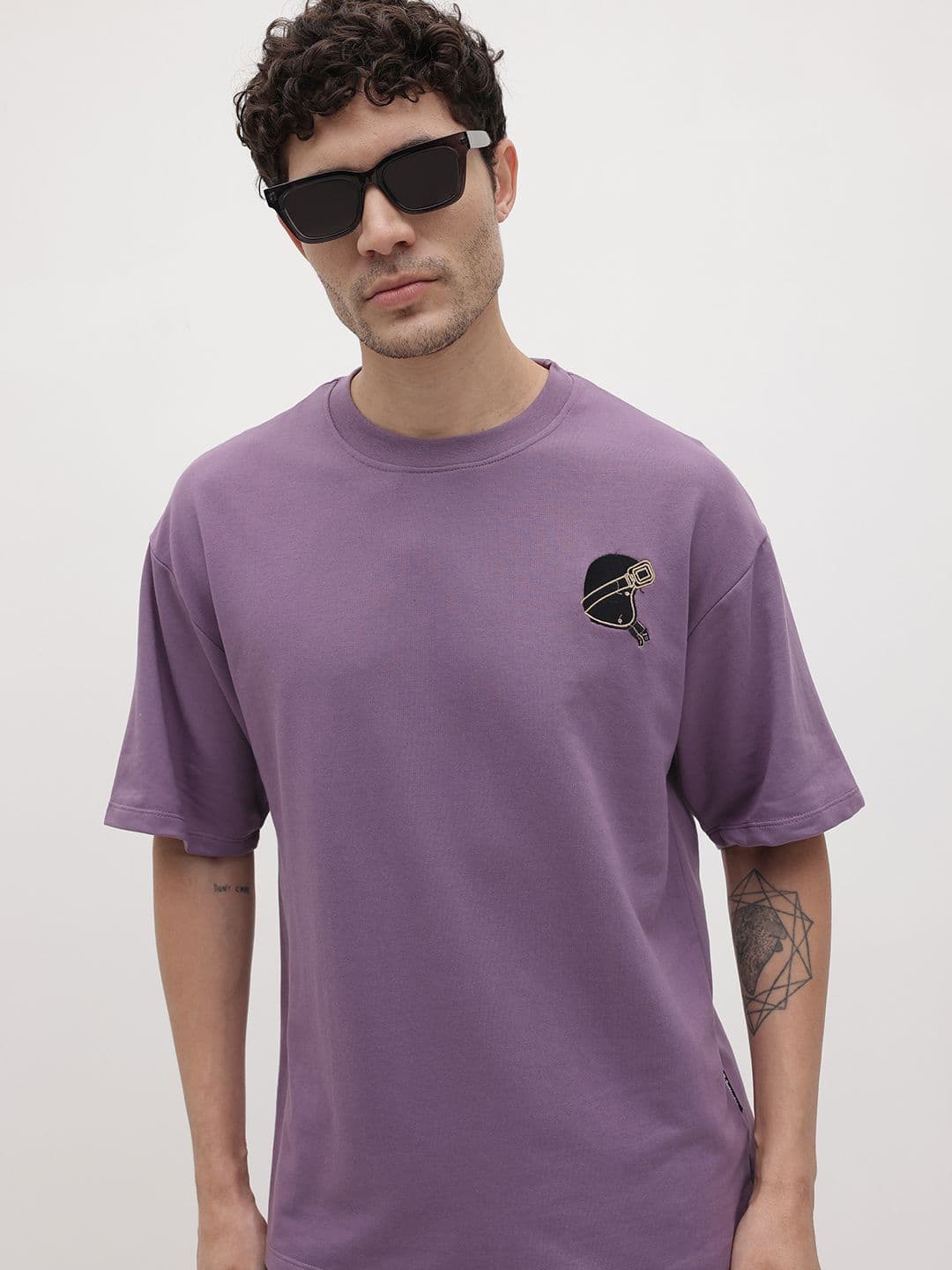 The Roadster Life Co. Applique Detail Drop-Shoulder Sleeves Oversized Terry T-shirt - view 1