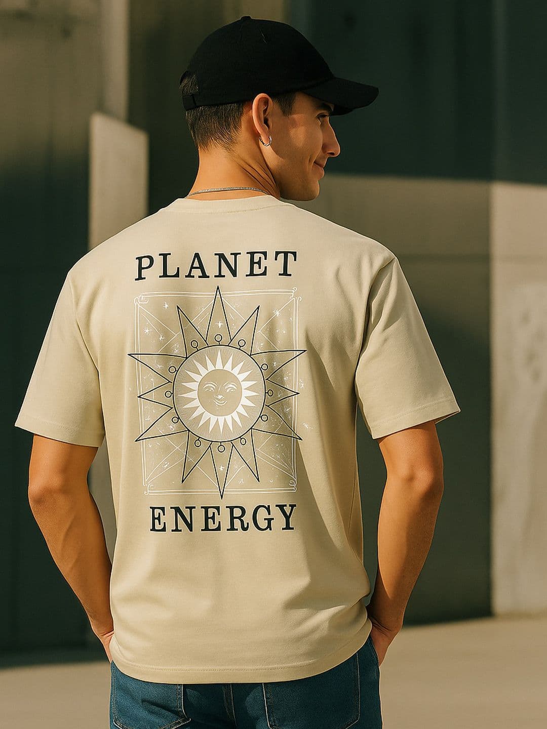 MORSE CODE Planet Energy Men Graphic Oversized T-shirt - view 1