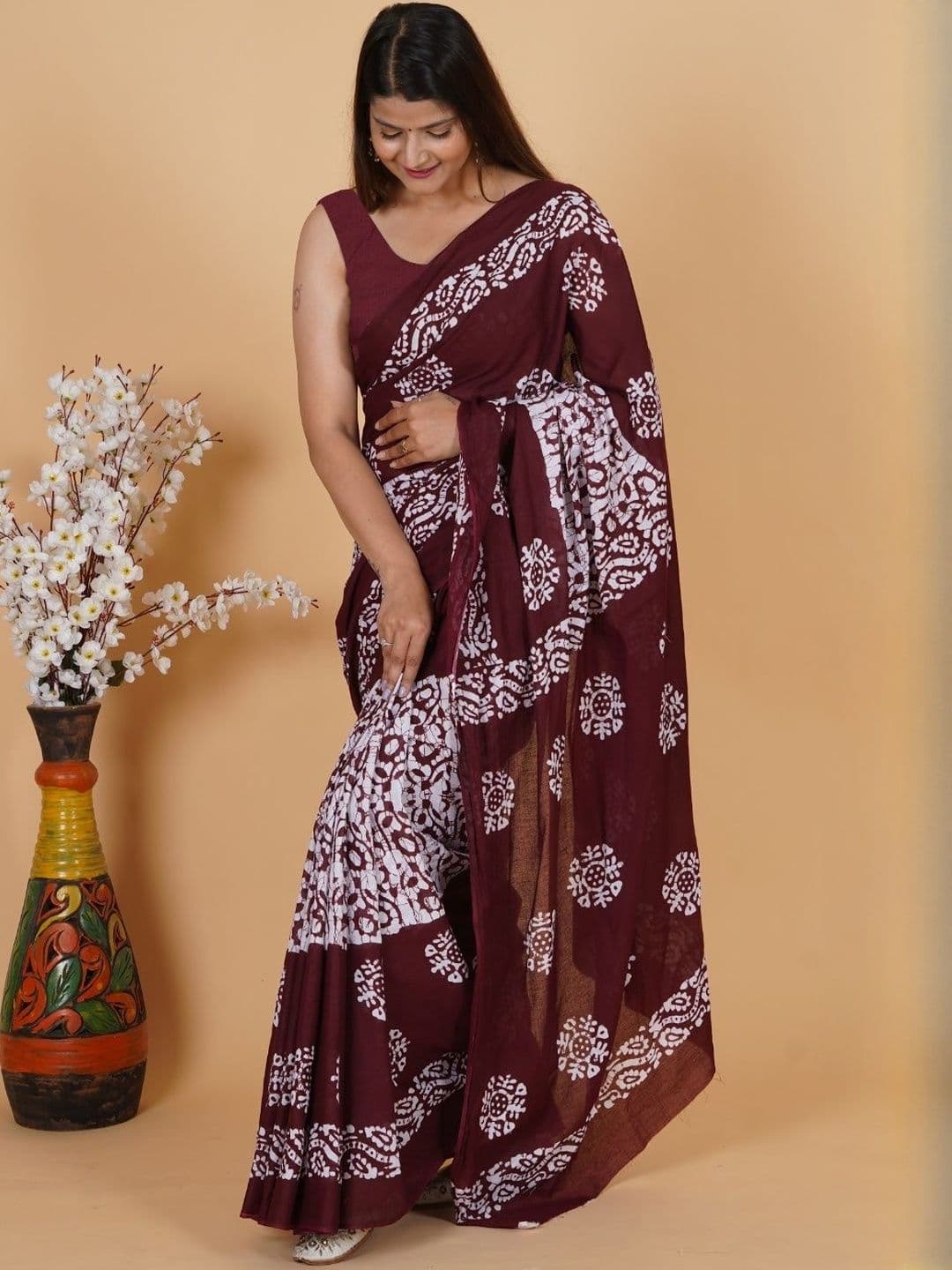 Moda Rapido Batik Pure Cotton Handloom Ikat Saree - view 1