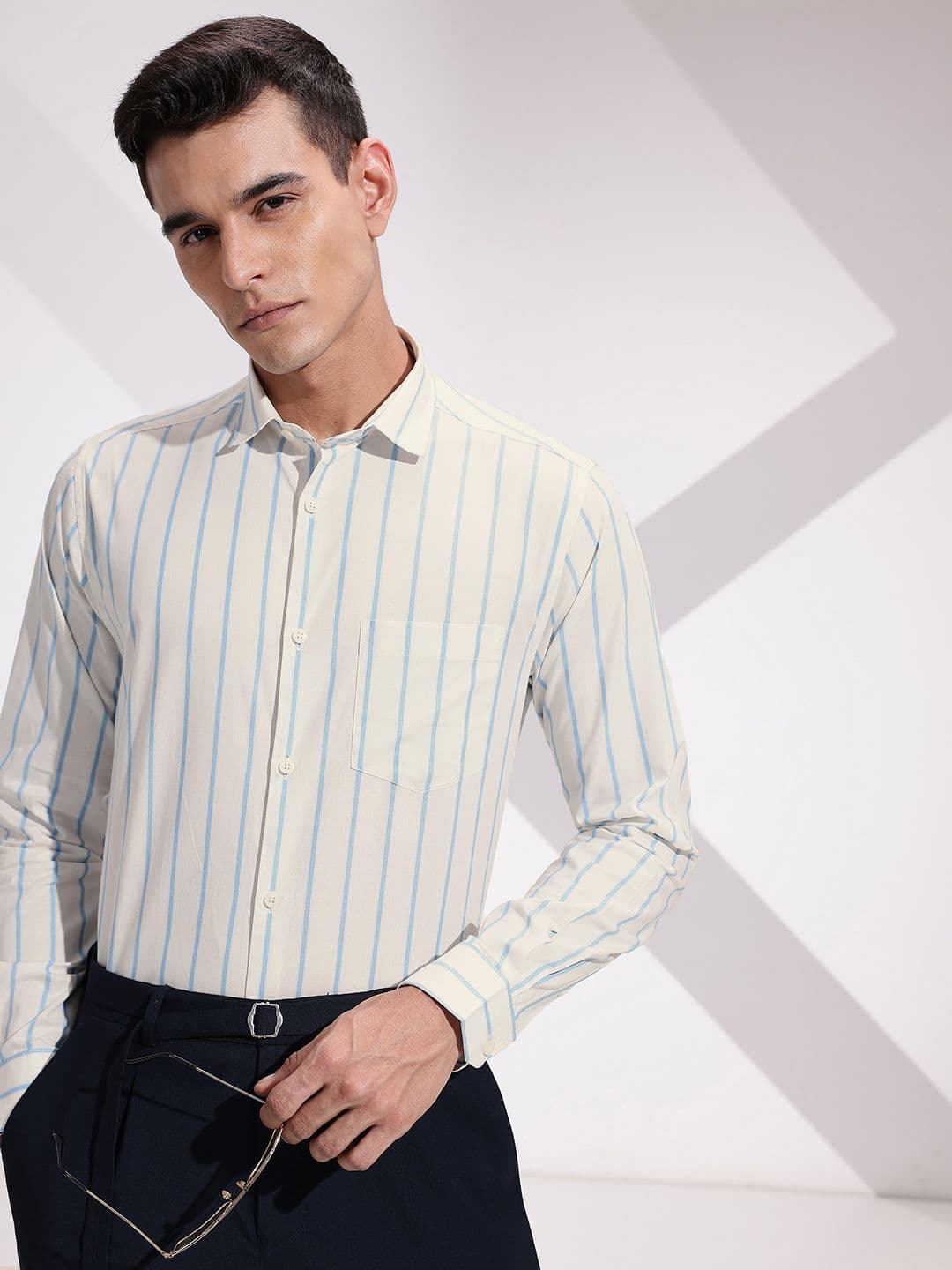 INVICTUS Slim Fit Striped Pure Cotton Formal Shirt - view 1