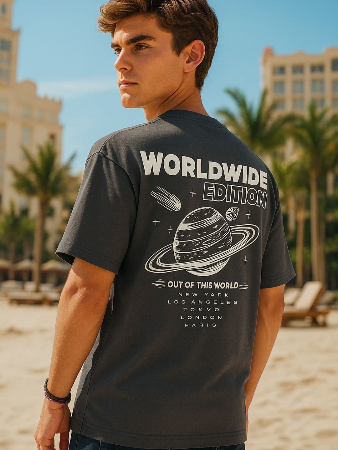 MORSE CODE Men Graphic Printed Round Neck Cotton Oversized T-shirt - view 1