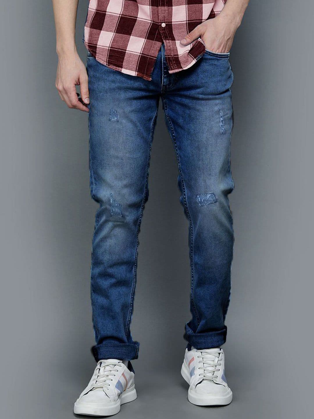 fineblu Slim Fit Mid-Rise Mildly Distressed Light Fade Stretchable Cotton Jeans - view 1