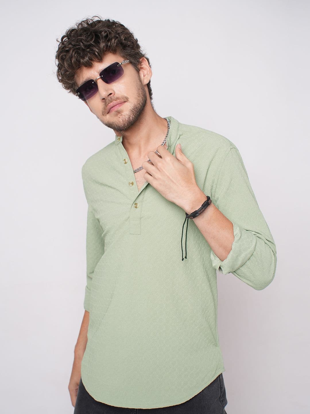 VASTRADO Men Jacquard Timeless Textured Kurta - view 1