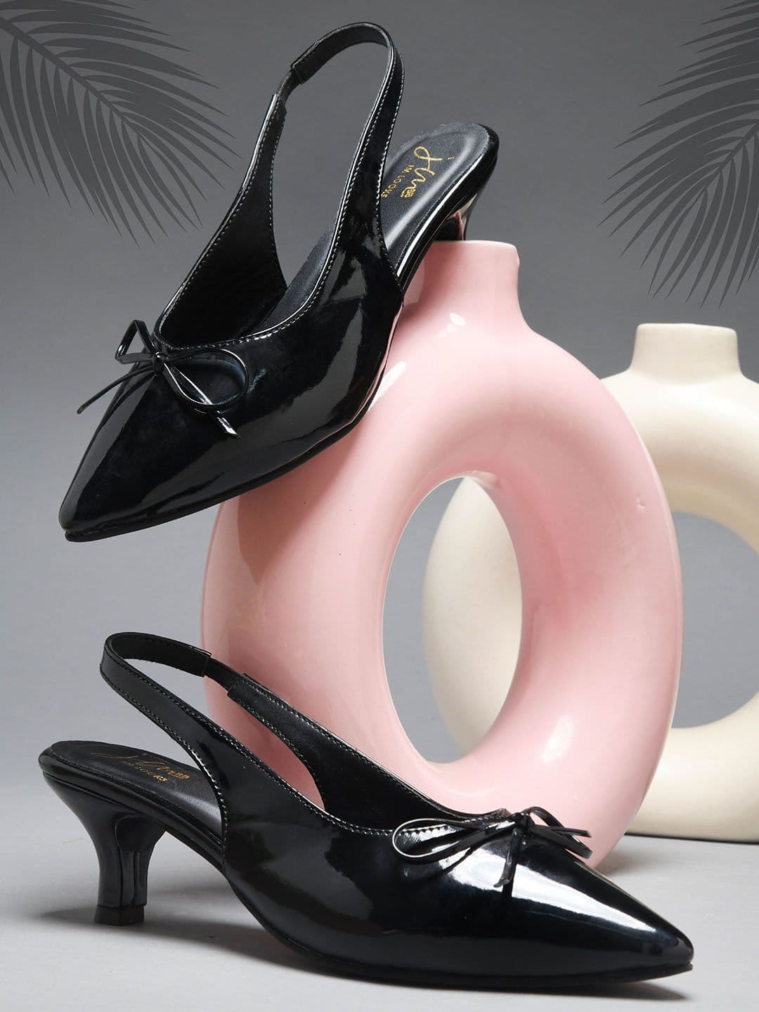 JM Looks Women Pointed Toe Kitten Heels Slingback Pumps With Bows - view 1