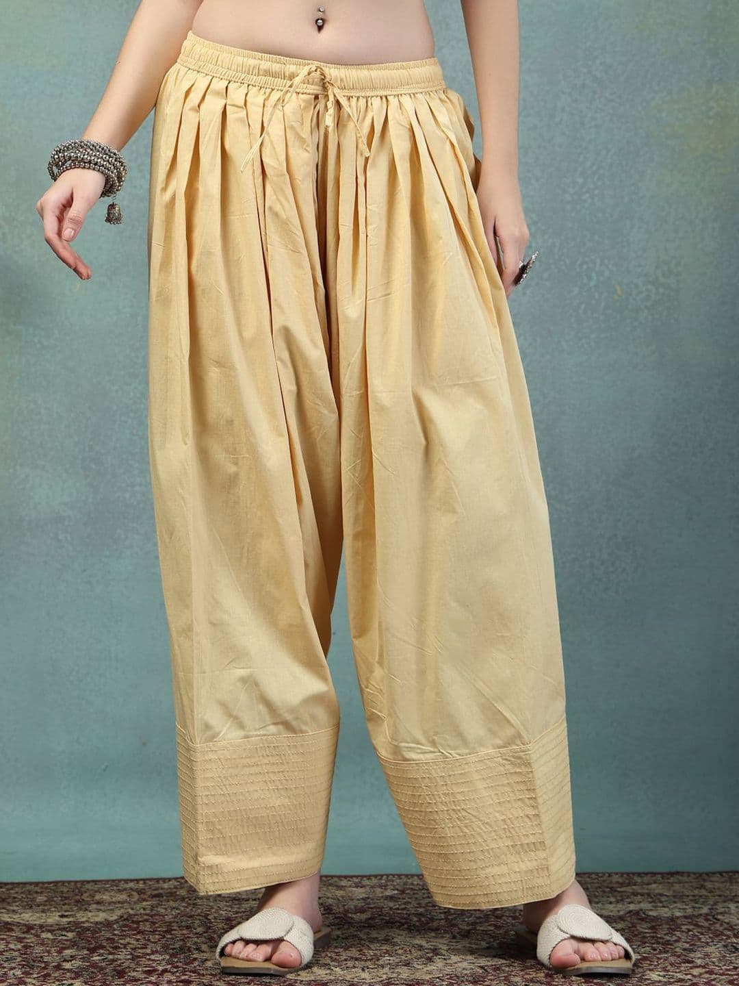 Clora Creation Women Solid Loose Fit Cotton Farshi Salwar - view 1