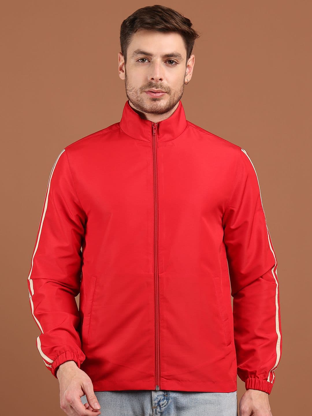 HOUSE OF VEDAS Men Stand Collar Solid Windcheater Sporty Jacket - view 1