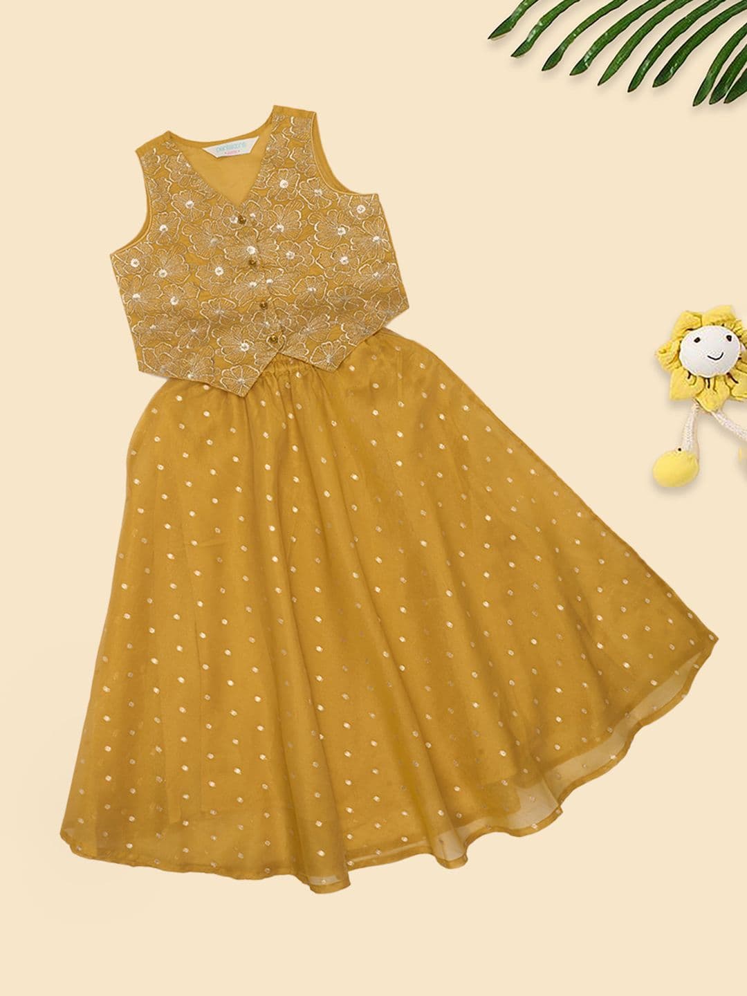 AKKRITI BY PANTALOONS Girls Embroidered Sequinned Ready To Wear Lehenga & Choli - view 1