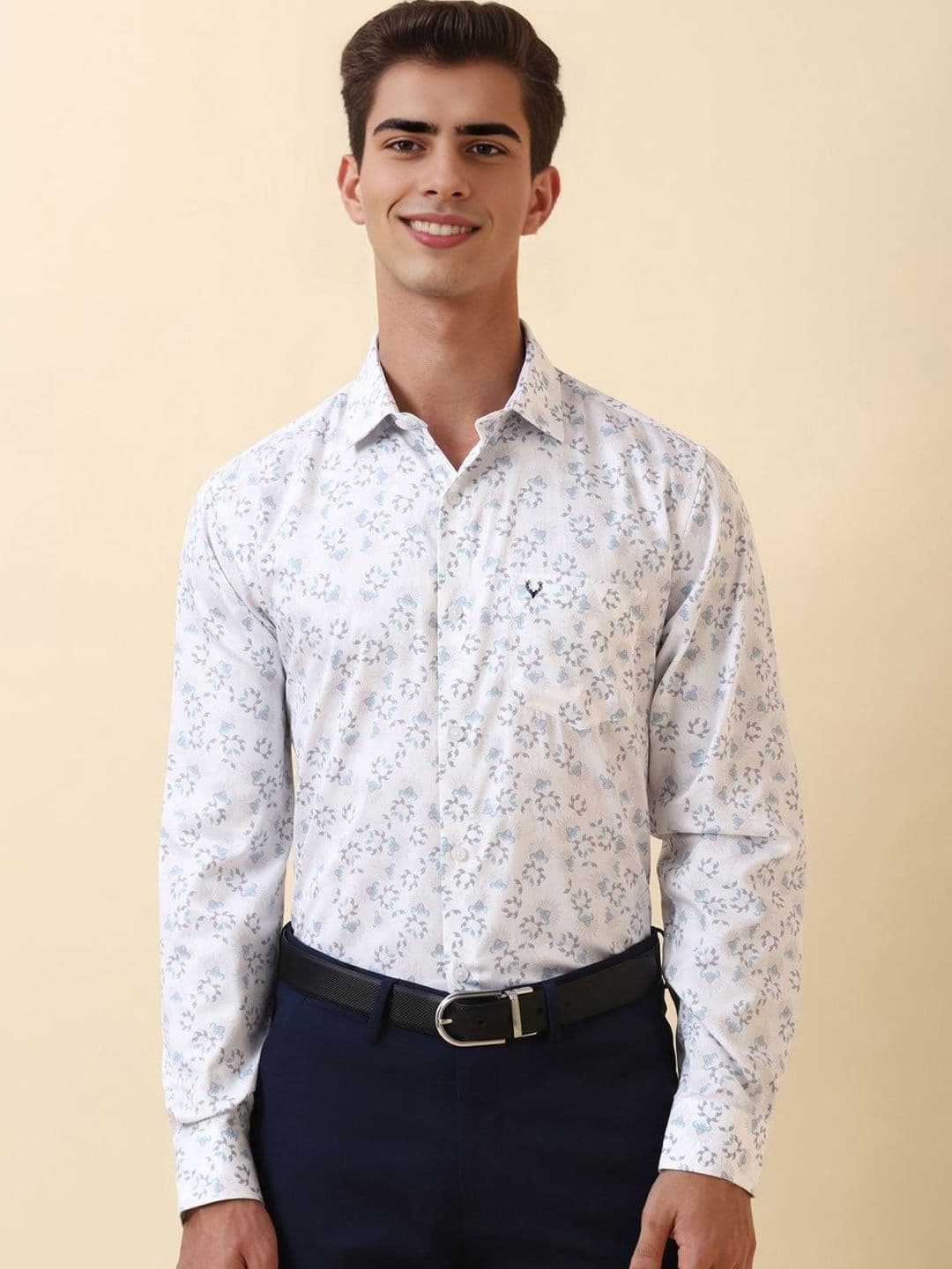 Allen Solly Men Slim Fit Floral Printed Spread Collar Pure Cotton Formal Shirt - view 1