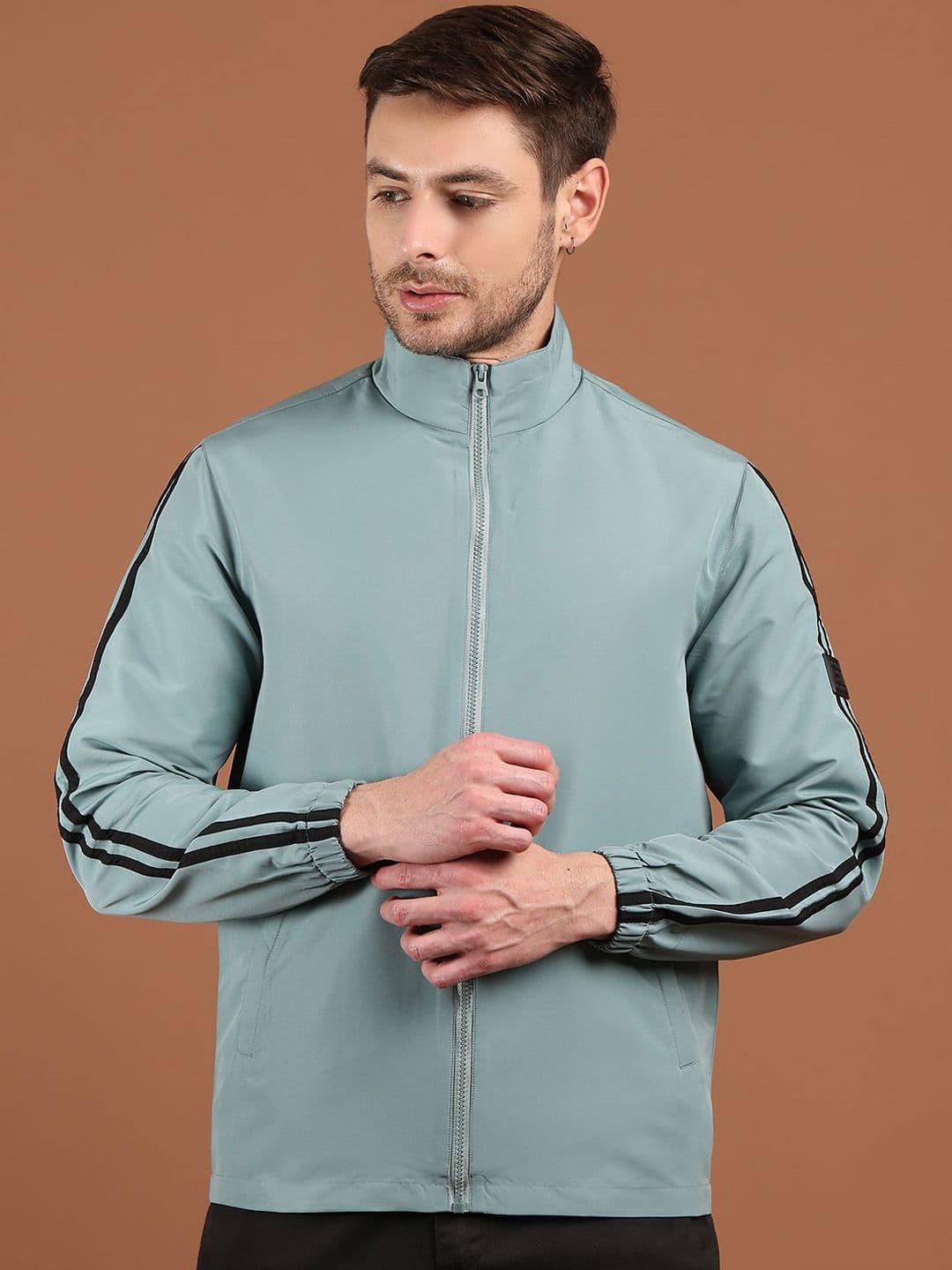 HOUSE OF VEDAS Men Stand Collar Solid Windcheater Sporty Jacket - view 1