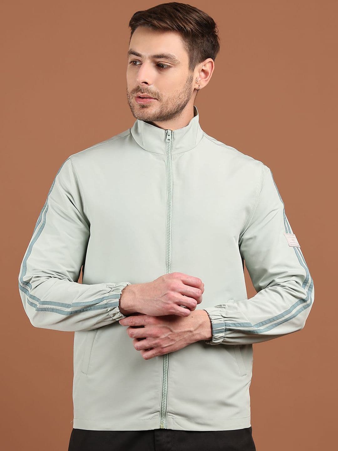 HOUSE OF VEDAS Men Stand Collar Solid Windcheater Sporty Jacket - view 1