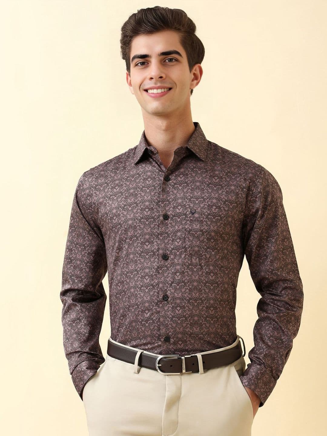 Allen Solly Men Slim Fit Floral Printed Spread Collar Pure Cotton Formal Shirt - view 1