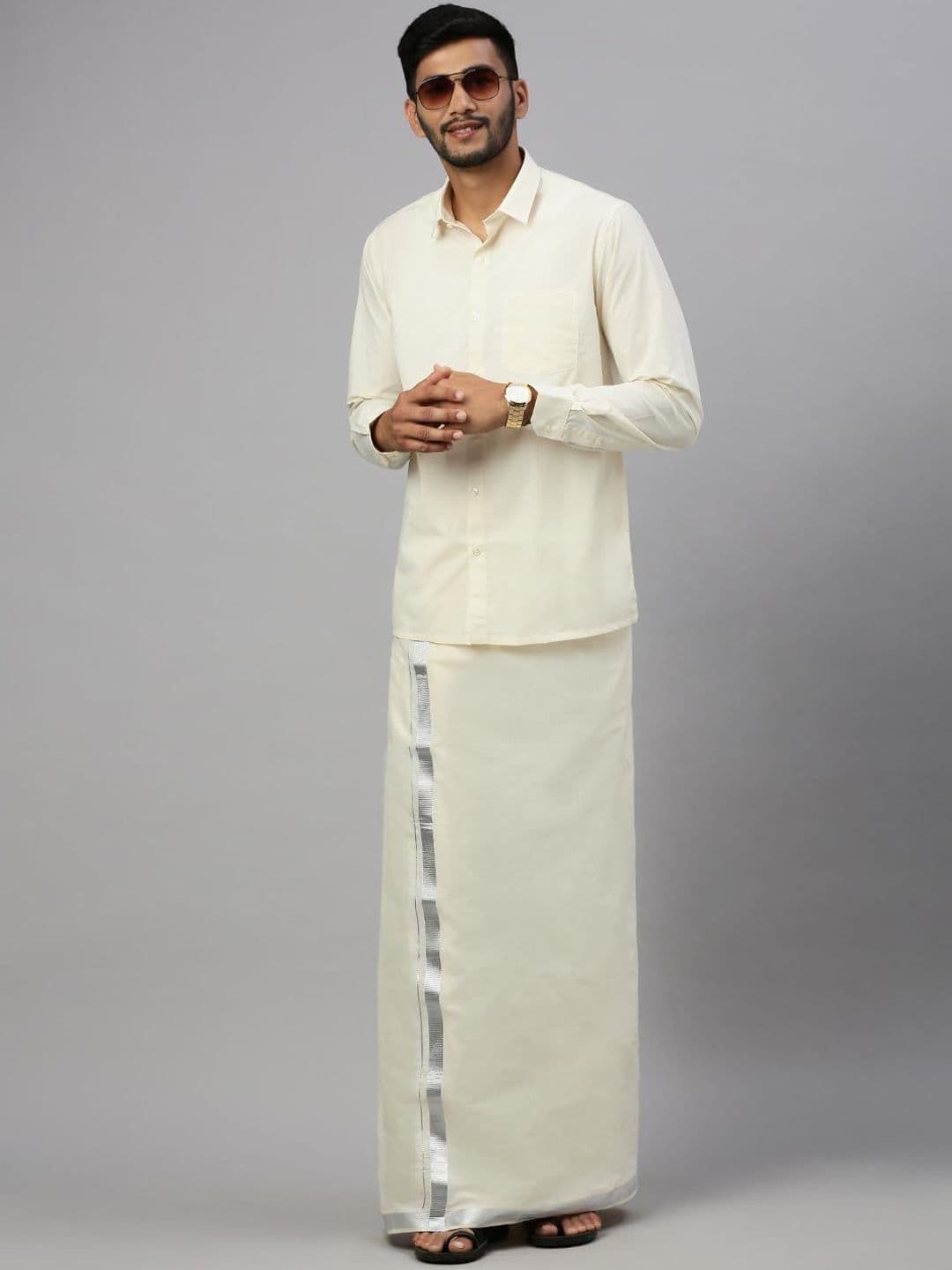 Ramraj Kora Cotton Double Layer Dhoti - view 1