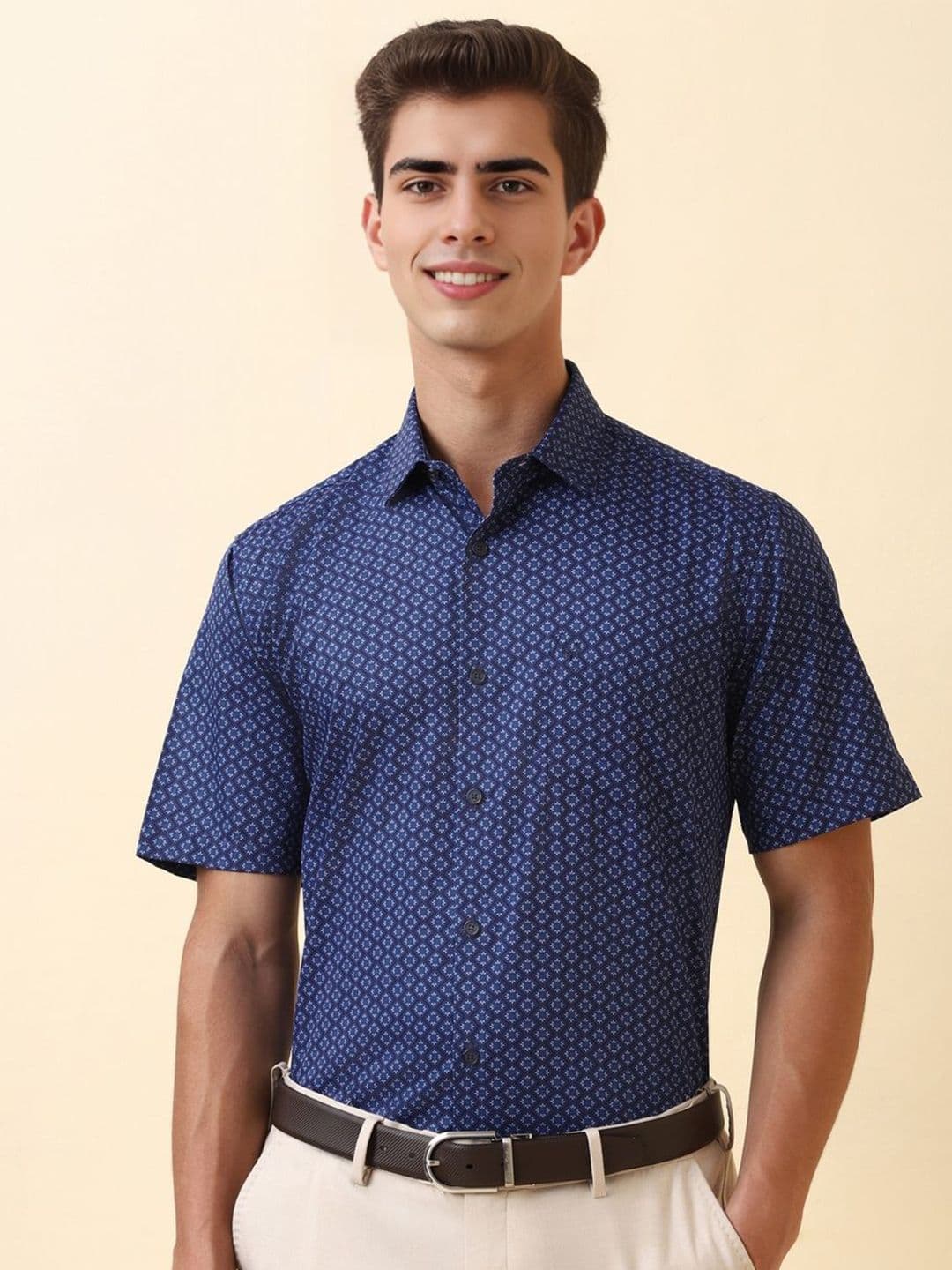 Allen Solly Men Slim Fit Floral Printed Spread Collar Pure Cotton Formal Shirt - view 1