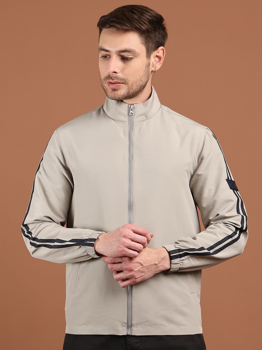 HOUSE OF VEDAS Men Stand Collar Solid Windcheater Sporty Jacket - view 1